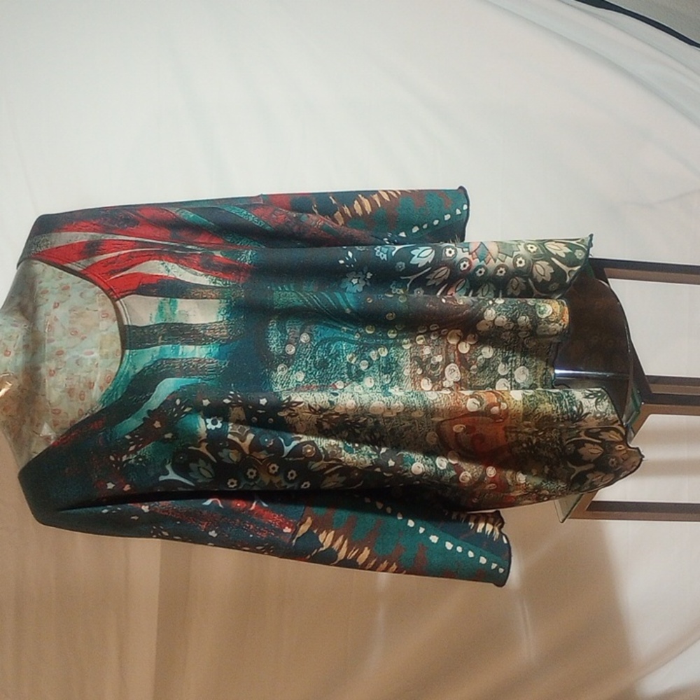 Amma Women's Tunic Top 3X, Abstract Art Made In LA Blouse 29 wide long 27